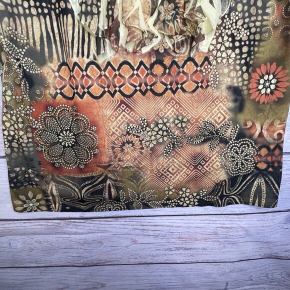 Chico's Top Size XL (16) Rhinestones Ruffles Fall Floral Fairy BOHO Whimsical - Picture 7 of 13